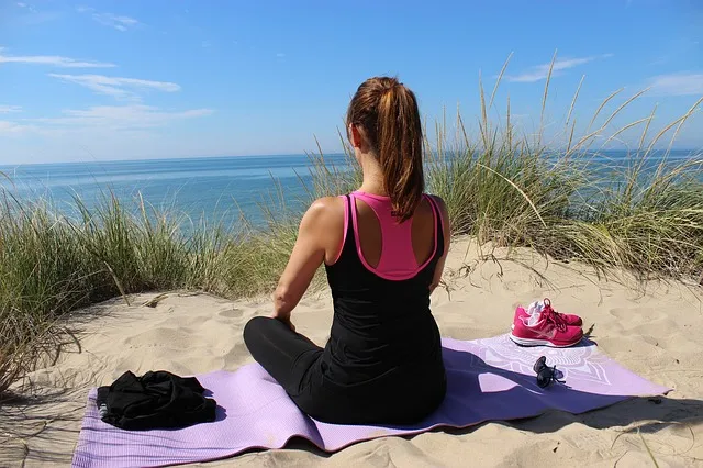 meditácia, joga, príroda, pláž, piesok, leto
