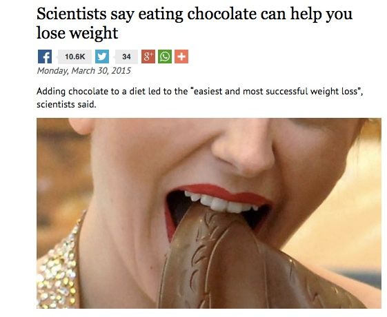 chochcolate accelerates weight loss - fake study